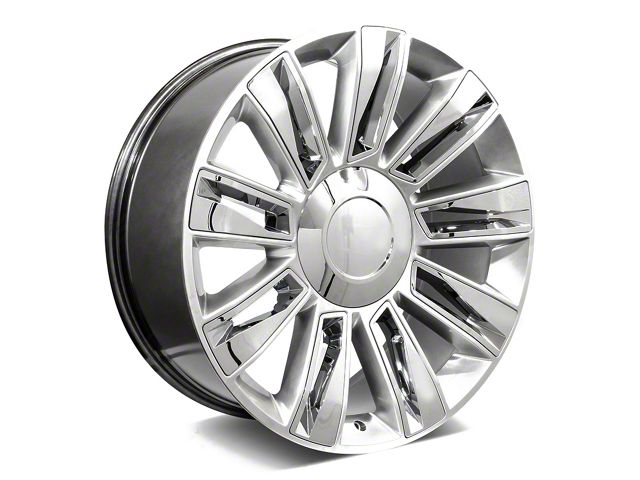 Factory Style Wheels Diamond Style Hyper Silver with Chrome Inserts 6-Lug Wheel; 24x9.5; 24mm Offset (07-13 Silverado 1500)