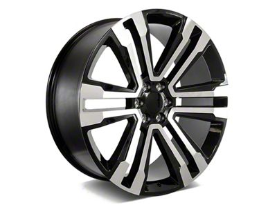 Factory Style Wheels SLT Style Gloss Black Machined 6-Lug Wheel; 24x10; 31mm Offset (07-14 Yukon)