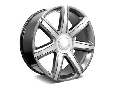 Factory Style Wheels Platinum Style Hyper Black with Chrome Inserts 6-Lug Wheel; 24x9.5; 24mm Offset (14-18 Sierra 1500)