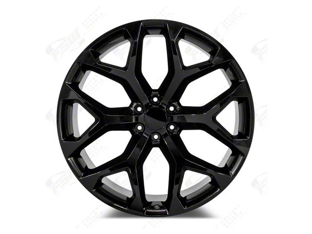 Factory Style Wheels Snowflake Style Gloss Black 6-Lug Wheel; 24x10; 30mm Offset (15-20 Yukon)