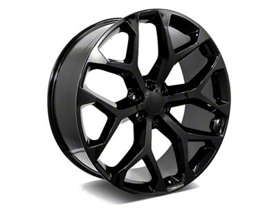 Factory Style Wheels Snowflake Style Gloss Black 6-Lug Wheel; 26x10; 31mm Offset (15-20 Yukon)