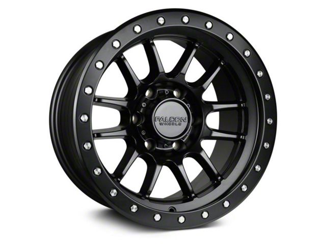 Falcon Wheels T7 Series Matte Black with Matte Black Ring 6-Lug Wheel; 17x9; 0mm Offset (07-14 Yukon)