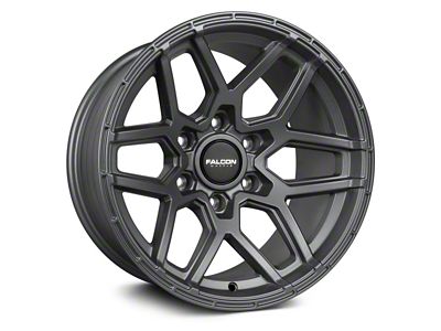 Falcon Wheels T9 Atlas Series Full Matte Gunmetal 6-Lug Wheel; 17x9; -38mm Offset (23-25 Canyon)