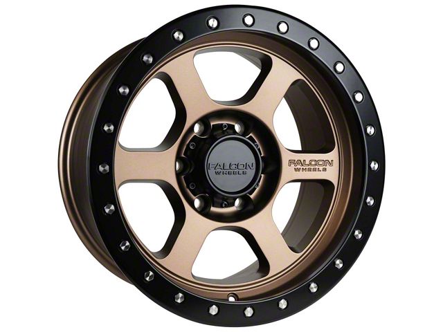 Falcon Wheels T1 Series Matte Bronze with Matte Black Ring 6-Lug Wheel; 17x9; 0mm Offset (19-23 Ranger)