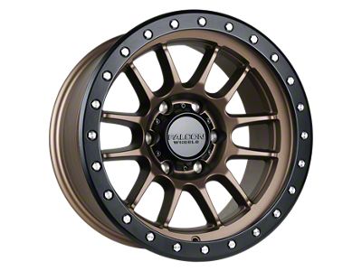 Falcon Wheels T7 Series Matte Bronze with Matte Black Ring 6-Lug Wheel; 17x9; 0mm Offset (24-25 Ranger)
