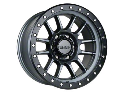 Falcon Wheels T7 Series Matte Gunmetal with Matte Black Ring 6-Lug Wheel; 17x9; 0mm Offset (24-25 Ranger)