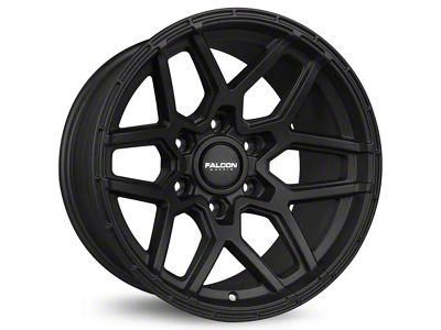 Falcon Wheels T9 Atlas Series Full Matte Black 6-Lug Wheel; 17x9; -15mm Offset (14-18 Sierra 1500)