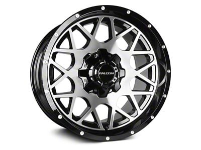 Falcon Wheels F3 Series Glossy Black Machined 6-Lug Wheel; 20x12; -44mm Offset (21-24 Yukon)