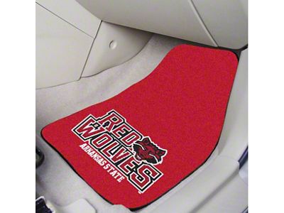 Carpet Front Floor Mats with Arkansas State University Logo; Cardinal (Universal; Some Adaptation May Be Required)