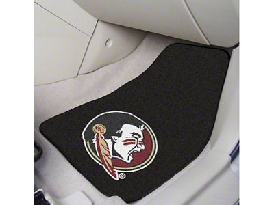 Carpet Front Floor Mats with Florida State University Logo; Black (Universal; Some Adaptation May Be Required)