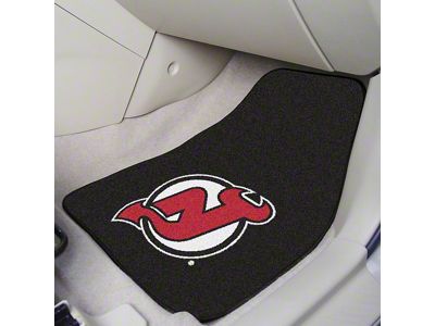 Carpet Front Floor Mats with New Jersey Devils Logo; Black (Universal; Some Adaptation May Be Required)