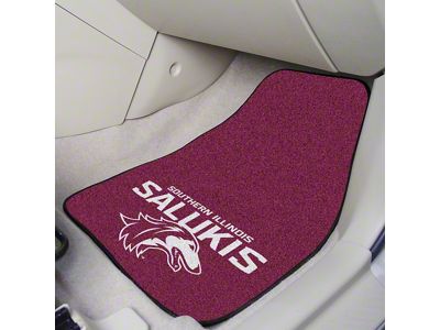 Carpet Front Floor Mats with Southern Illinois University Logo; Black (Universal; Some Adaptation May Be Required)