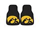 Carpet Front Floor Mats with University of Iowa Logo; Black (Universal; Some Adaptation May Be Required)
