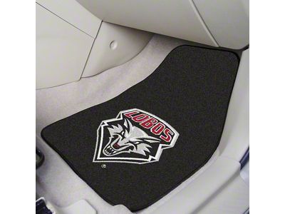 Carpet Front Floor Mats with University of New Mexico Logo; Black (Universal; Some Adaptation May Be Required)