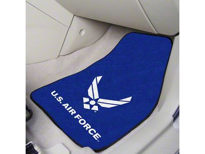 Carpet Front Floor Mats with U.S. Air Force Logo; Blue (Universal; Some Adaptation May Be Required)