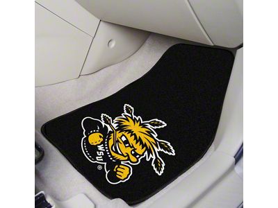 Carpet Front Floor Mats with Wichita State University Logo; Black (Universal; Some Adaptation May Be Required)