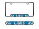 Embossed License Plate Frame with Detroit Lions Logo; Blue (Universal; Some Adaptation May Be Required)