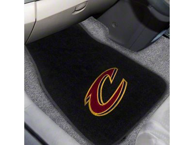 Embroidered Front Floor Mats with Cleveland Cavaliers Logo; Black (Universal; Some Adaptation May Be Required)