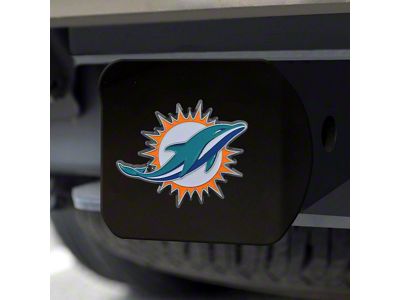 Hitch Cover with Miami Dolphins Logo; Aqua (Universal; Some Adaptation May Be Required)