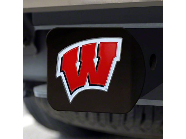 Hitch Cover with University of Wisconsin Logo; Red (Universal; Some Adaptation May Be Required)