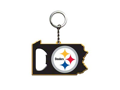 Keychain Bottle Opener with Pittsburgh Steelers Logo; Black
