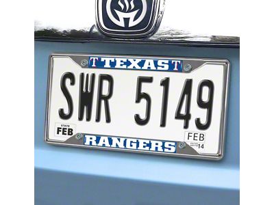 License Plate Frame with Texas Rangers Logo; Blue (Universal; Some Adaptation May Be Required)