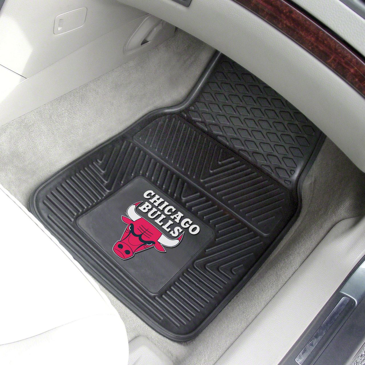 F-150 Vinyl Front Floor Mats with Chicago Bulls Logo; Black (Universal ...