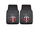 Vinyl Front Floor Mats with Minnesota Twins Logo; Black (Universal; Some Adaptation May Be Required)