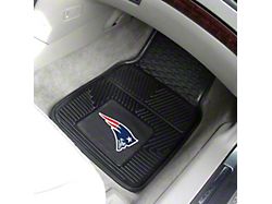 Vinyl Front Floor Mats with New England Patriots Logo; Black (Universal; Some Adaptation May Be Required)