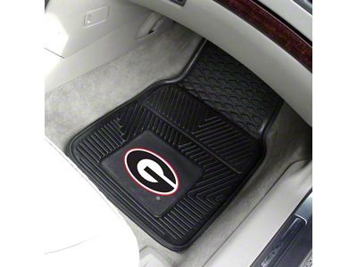Vinyl Front Floor Mats with University of Georgia Logo; Black (Universal; Some Adaptation May Be Required)