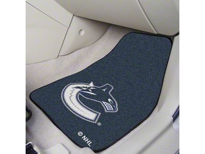 Carpet Front Floor Mats with Vancouver Canucks Logo; Royal (Universal; Some Adaptation May Be Required)