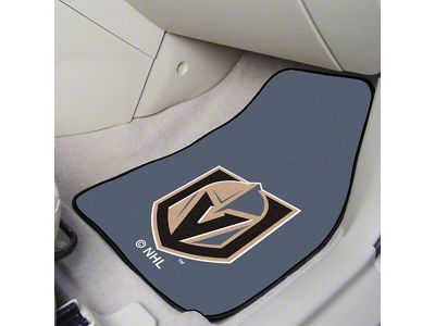 Carpet Front Floor Mats with Vegas Golden Knights Logo; Gray (Universal; Some Adaptation May Be Required)