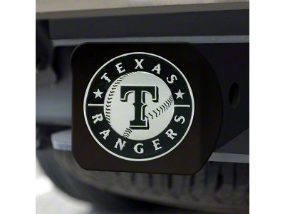 Hitch Cover with Texas Rangers Logo; Black (Universal; Some Adaptation May Be Required)