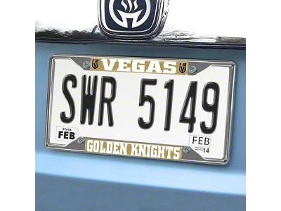 License Plate Frame with Vegas Golden Knights Logo; Black (Universal; Some Adaptation May Be Required)