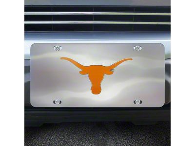 License Plate with University of Texas Logo; Stainless Steel (Universal; Some Adaptation May Be Required)