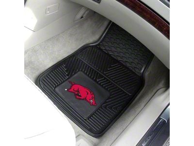 Vinyl Front Floor Mats with University of Arkansas Logo; Black (Universal; Some Adaptation May Be Required)