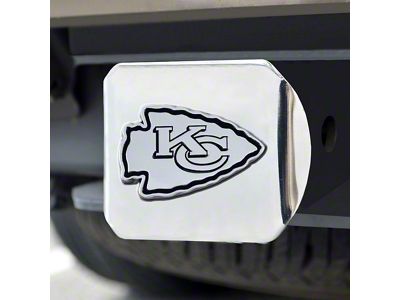 Hitch Cover with Kansas City Chiefs Logo; Chrome (Universal; Some Adaptation May Be Required)
