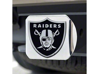 Hitch Cover with Las Vegas Raiders Logo; Chrome (Universal; Some Adaptation May Be Required)