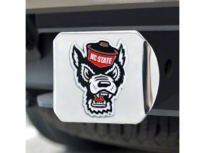 Hitch Cover with NC State University Logo; Chrome (Universal; Some Adaptation May Be Required)