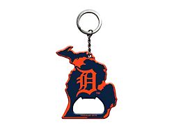 Keychain Bottle Opener with Detroit Tigers Logo; Blue and Orange
