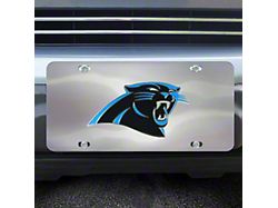 License Plate with Carolina Panthers Logo; Stainless Steel (Universal; Some Adaptation May Be Required)