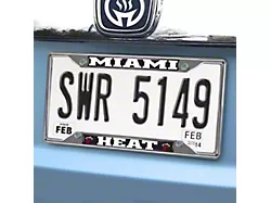 License Plate Frame with Miami Heat Logo; Chrome (Universal; Some Adaptation May Be Required)