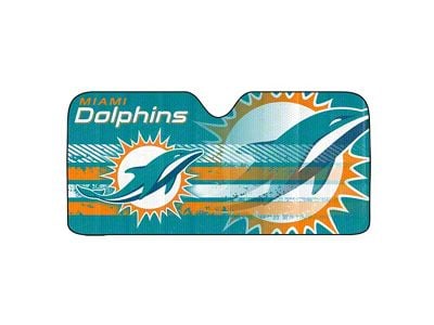 Windshield Sun Shade with Miami Dolphins Logo; Aqua (Universal; Some Adaptation May Be Required)