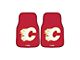 Carpet Front Floor Mats with Calgary Flames Logo; Red (Universal; Some Adaptation May Be Required)