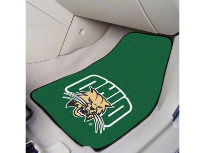 Carpet Front Floor Mats with Ohio University Logo; Green (Universal; Some Adaptation May Be Required)