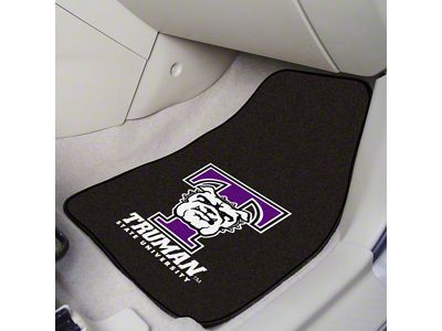 Carpet Front Floor Mats with Truman State University Logo; Black (Universal; Some Adaptation May Be Required)