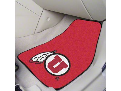 Carpet Front Floor Mats with University of Utah Logo; Red (Universal; Some Adaptation May Be Required)