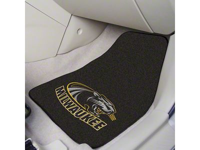 Carpet Front Floor Mats with University of Wisconsin-Milwaukee Logo; Black (Universal; Some Adaptation May Be Required)