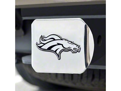 Hitch Cover with Denver Broncos Logo; Chrome (Universal; Some Adaptation May Be Required)