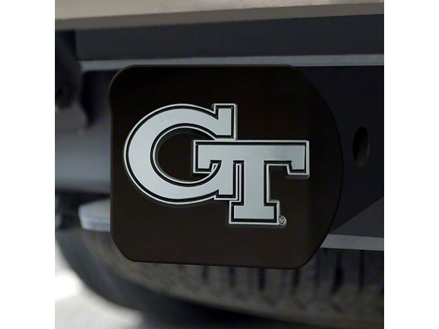 Hitch Cover with Georgia Tech Logo; Black (Universal; Some Adaptation May Be Required)